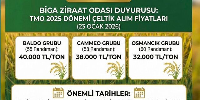 Çeltik alım fiyatları belli oldu