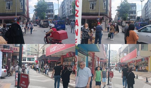 Biga'da çarşı pazarda bayram yoğunluğu yaşandı