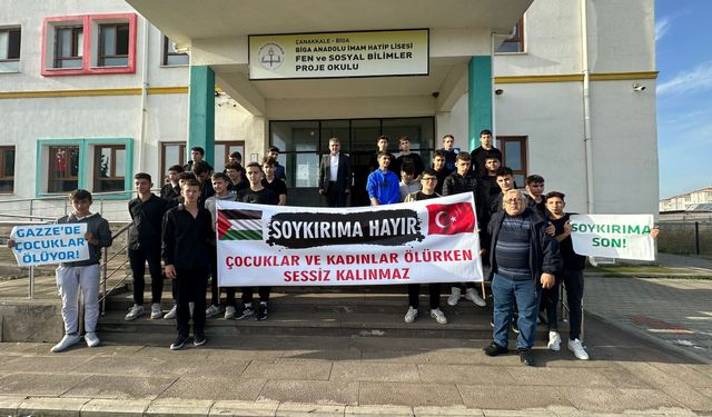 Bigalı İmam Hatip öğrencileri İsrail'i protesto etti