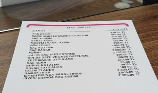 Biga'da berberlerin fiyat tarifesi güncellendi