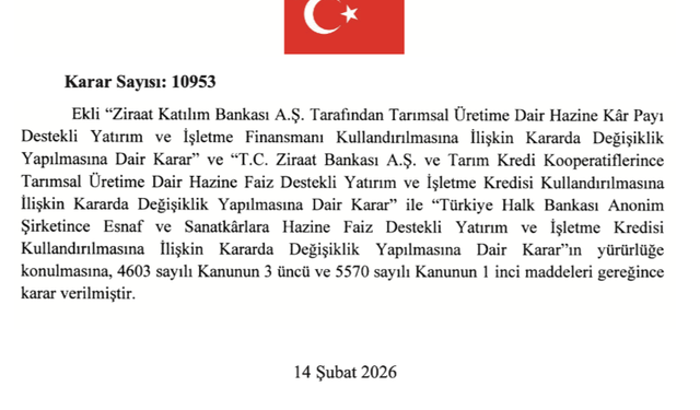 Esnaf ve çiftçiye kredi müjdesi Resmî Gazete'de yayınlandı
