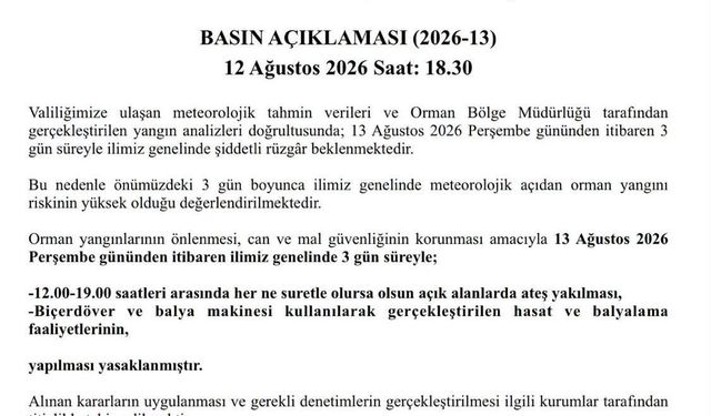 Çanakkale Valiliğinden Yangın Alarmı: Ateş Yakmak ve Hasat Yapmak Yasaklandı!