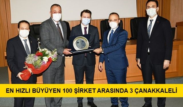 En Hızlı Büyüyen 3 Çanakkaleli Şirkete Plaket