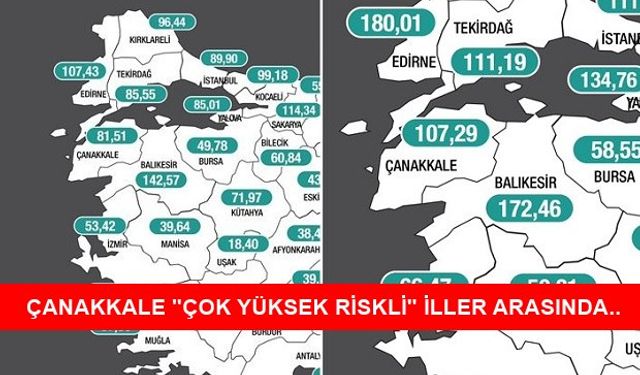 Çanakkale Artık "Çok Yüksek Riskli" İller Arasında..