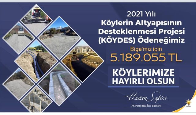 KÖYDES'ten Biga'ya 5 milyon lira ayrıldı