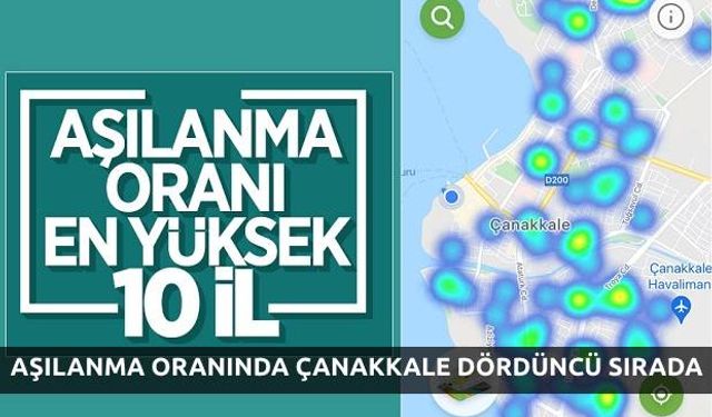 Aşılanma Oranı En Yüksek Dördüncü İl Çanakkale..