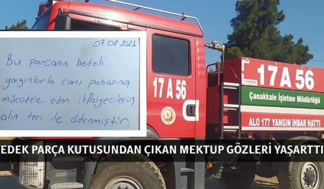 Çanakkaleli İtfaiyecileri Duygulandıran Mektup..