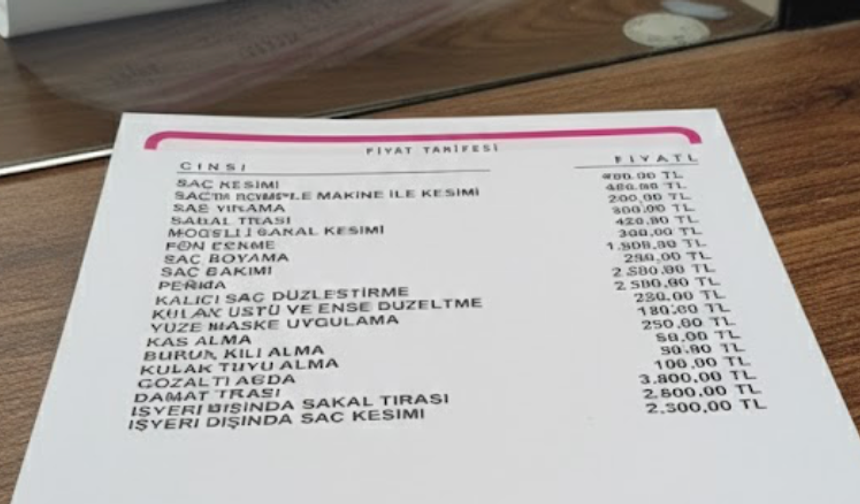 Biga'da berberlerin fiyat tarifesi güncellendi