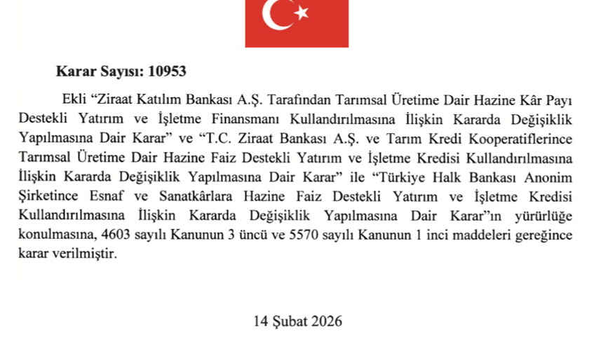 Esnaf ve çiftçiye kredi müjdesi Resmî Gazete'de yayınlandı