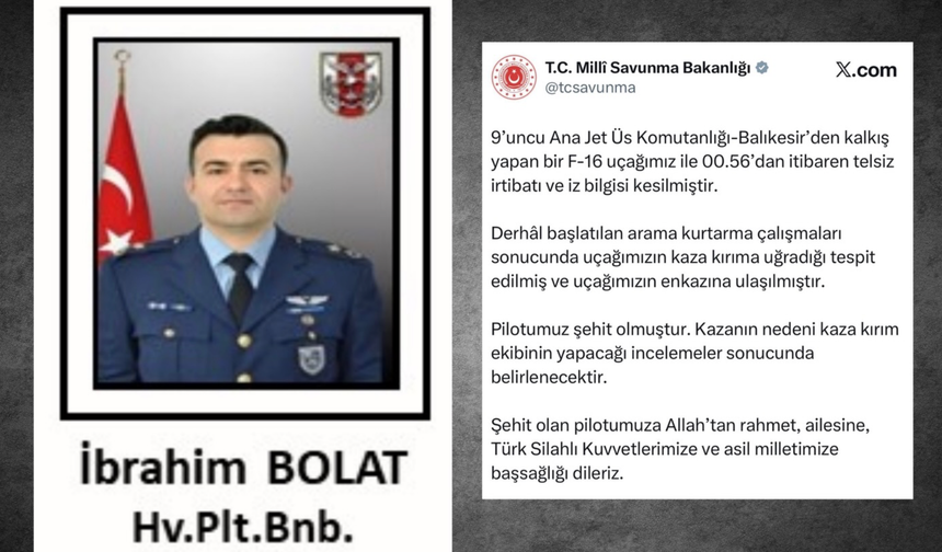 Balıkesir'de F-16 uçağı düştü: Pilot şehit oldu...