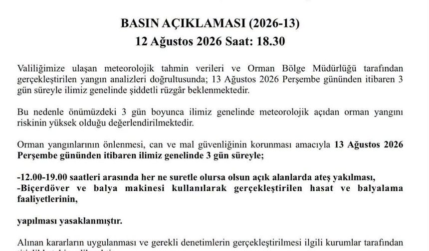 Çanakkale Valiliğinden Yangın Alarmı: Ateş Yakmak ve Hasat Yapmak Yasaklandı!