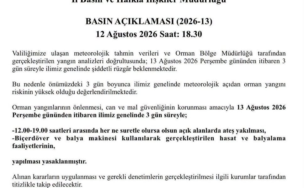Çanakkale Valiliğinden Yangın Alarmı: Ateş Yakmak ve Hasat Yapmak Yasaklandı!